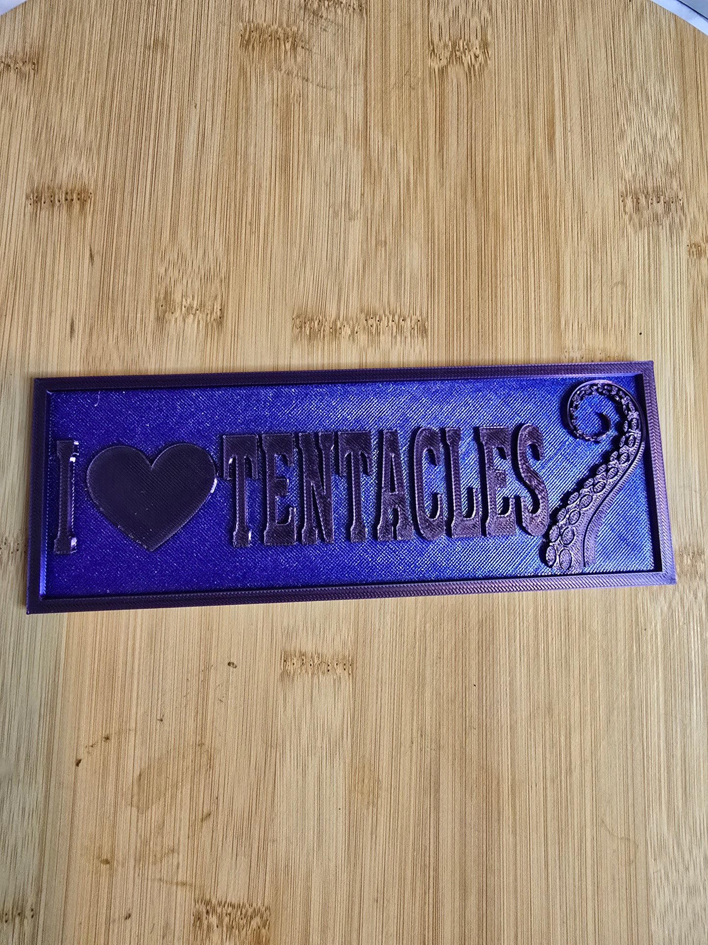 Shelf Sign - I Heart Tentacles (Purple)