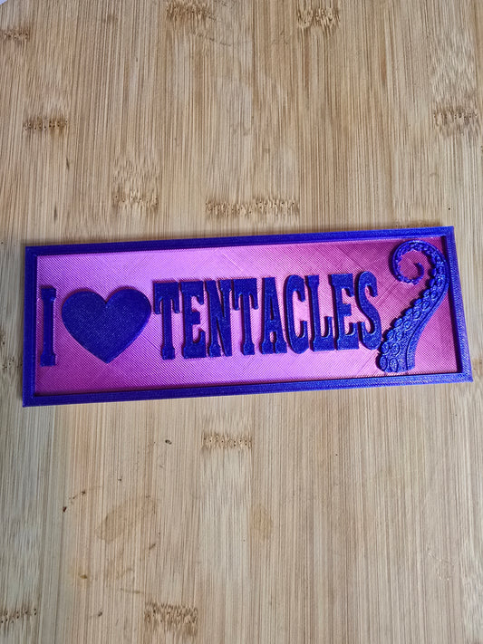 Shelf Sign - I Heart Tentacles (Pink)